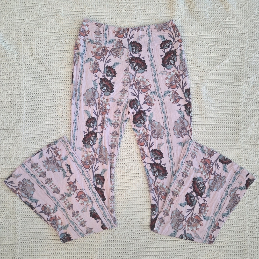 Charlotte Russe Pink Floral Flare Pants